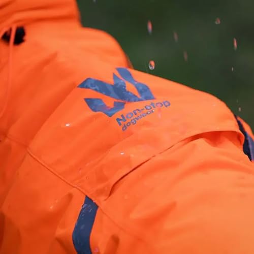 Non-Stop Dogwear Fjord Regenmantel Overall, Reflektierend, Orange-Schwarz, Wasserdichter Hundemantel mit 3M Details (65)