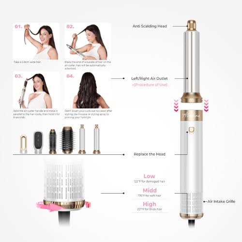 Image of Atopskins 6-in-1 Blow Dryer Brush, Hot Air Styler with Auto-Wrap Curlers
