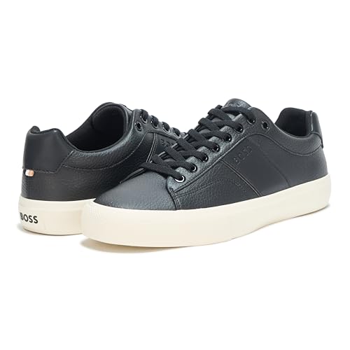 Image of BOSS Men's Aiden Logo Block Leather Low Top Sneakers | Casual Shoes