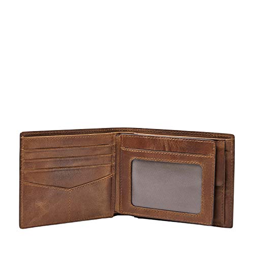 Fossil Men's Derrick Leather Rfid-Blocking Bifold With Coin Pocket Wallet, Brown, (Model: Ml3687200) #TOP1