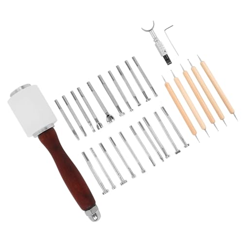 Kit outils cuir 28 pcs avec marteau à sculpter et stylos de modelage