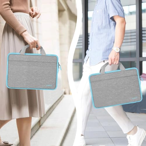 Image of Hseok Laptop Case for MacBook Pro 14inch TSA Sleeve Handbag,Light Gray Blue | Compatible with 13-13.3 inch Mac HP Dell ASUS Lenovo Acer, Polyester Computer Briefcase with Handle & Accessory Pockets