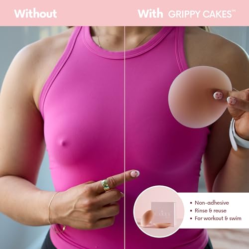 Image of CAKES Body Grippy Non-Adhesive Silicone Nipple Covers for Women (NO STICKY ADHESIVE) - Reusable, Silicone (Circle)