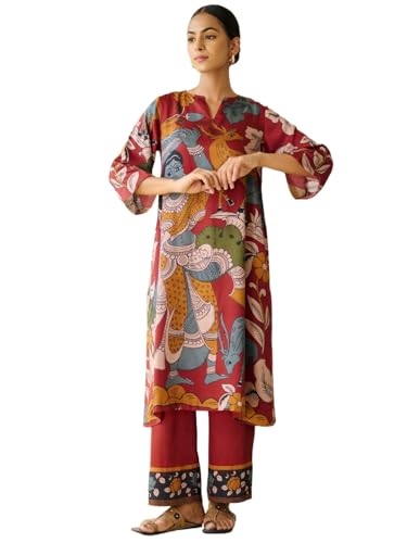 Image of ANNI Designer Women's Rayon Viscose Straight Printed Kurta with Palazzo