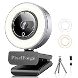 4K Webcam for PC with Microphone & Light & Privacy Cover, Web Camera for Desktop Computer/Laptop/Monitor/Mac, 4K UHD Sony Sensor, PDAF Auto Focus, Dual AI Noise-Cancelling Mics, USB Streaming Camera