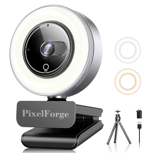 4K Webcam with Microphone, Light, Privacy Cover, Sony Sensor