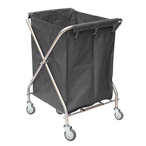 DFEDHF Trolleys,Cart Trolley Space Saving Cart, Foldable Laundry Sorter Hamper Trolley with Removable Washable Bag, Stainless Steel Frames, Blue(Gray)