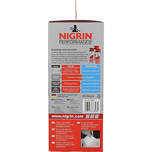 NIGRIN 73898 Profi-Poliertücher Spenderbox, 50 Stücke, 11.02 x 28.00 cms