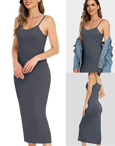 Image of Vlazom Women Full Slips Sexy Soft Slip Dress for Under Dress Spaghetti Strap Cami Slip Chemises V Neck Negligee S-3XL