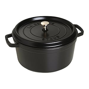 STAUB Cast Iron Dutch Oven 7-qt Round Cocotte, Made in France, Serves 7-8, Black Matte