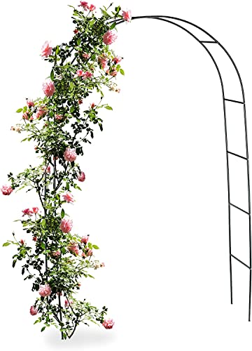 Arche de jardin robuste en métal noir – 1 m/1,4 m de large – Tonnelle tubulaire autoportante pour plantes grimpantes roses et décoration extérieure – Structure de support (100 x 20 x 220 cm)