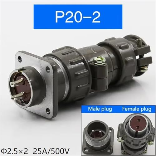 Conector P20 de 2 pines con interfaz de 20mm que evita la pérdida de corriente 2