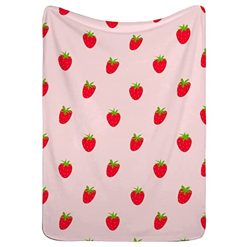 Image of NIUJINMALI Pink Strawberry Pattern Super Soft Blanet Swaddle Blanket Boys, Girls, Newborn, Infant, Receiving Blanket Toddler and Kids Stroller Blanket All Season XS 40"x30" for Pet/Crib