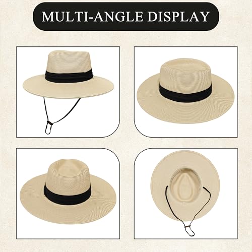 Sombrero de paja mujer estilo Fedora con ala ancha miniatura 4