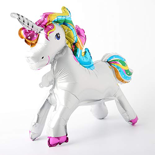 Self Stand steadily Unicorn Birthday Party Decorations Supplies Wedding Engagement Children's Day Foil Unicorn horse animal Balloons toy (Rainbow)