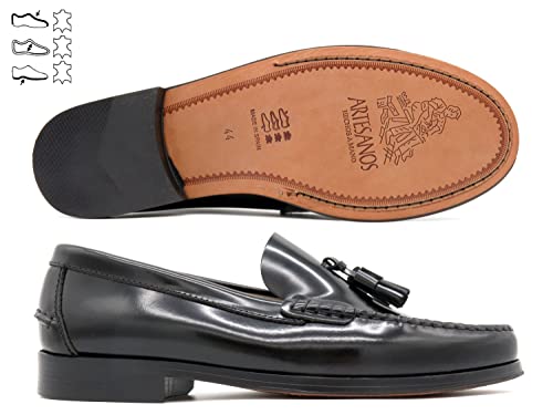 Scarpe Mocassini Uomo Pelle 42-EU Nero Tassel