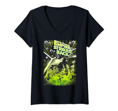 T-shirt Star Wars femme Empire Strikes Back col V vert néon rétro