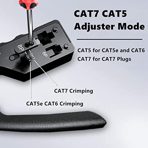 Image of Xikkart Crimping Tool, Rj45 Wire Cutter, Tool Kit, for Cat5 Cat5E Cat6 Network Connectors Cat6A Cat7 Shielded Modular Plugs Rj45 Rj12 Rj11 Crimp Tool (Strip Cut and Crimp All-in-One) - Black