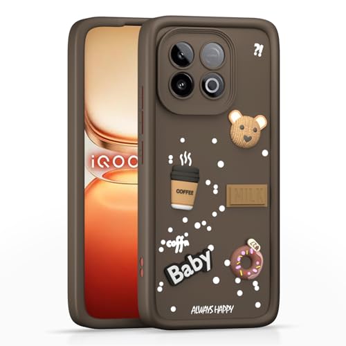 Image of Pikkme Back Cover for iQOO Neo 10 5G | Cute Fun Cartoon 3D Bear Silicone Full Body Protection Bumper Case (Brown)
