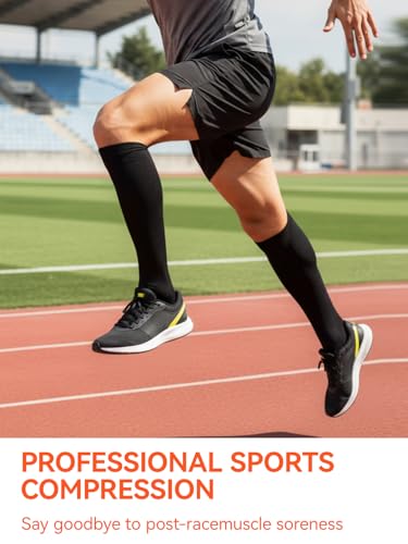 Image of Compression Toe Socks for Men Women 15-20 mmHg for Long Hours Standing,Knee High Circulation Support Socks