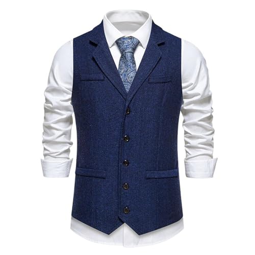 Men's Suit Vest Fall Winter Loose Vintage Lapel Button Vest Waistcoat for men