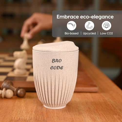 Image of Eha Earth Friendly Customised Coffee Mugs and Coasters Set of 2 with Loopac, 350 ml | Made with Rice Husk Biocomposite | Personalized Gifts for Friends and Family | Sand Castle
