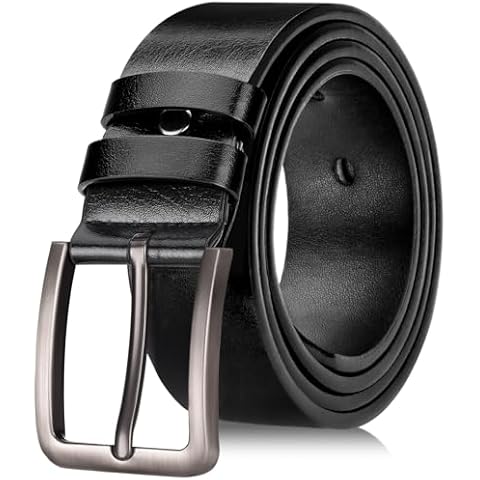 maikun Black Leather Dress Belt for Men Cover