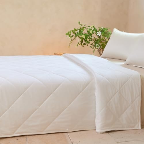 YOUR MOON Machine Washable Wool Comforter Queen Lightweight White