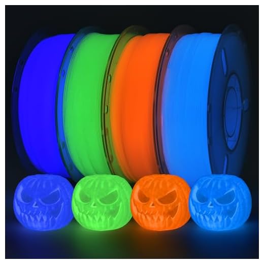 RAMBERY Glow in The Dark 3D Printer Filament Bundle Multicolour Blue Green Purple Orange PLA Filament 1.75mm Luminous 3D Printing Filament, 1kgX 4 Spools (8.81 lbs)