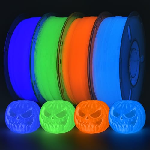 Image of RAMBERY Glow in The Dark 3D Printer Filament Bundle Multicolour Blue Green Purple Orange PLA Filament 1.75mm Luminous 3D Printing Filament, 1kgX 4 Spools (8.81 lbs)