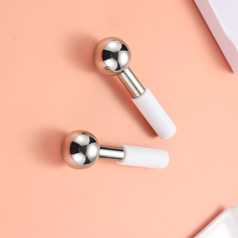 Betyura Ice Globes for Face & Eyes – Unbreakable Stainless Steel Cooling Cryo Sticks, Hot & Cold Facial Roller for Puffiness, Dark Circles & Daily Skincare(White) - Image 4
