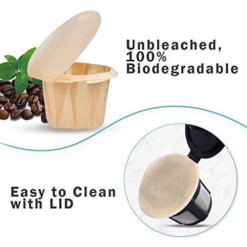 Image of 2 Reusable Keurg Cups & 300 Unbleached Keurg Coffee Pods Paper Filters with Lids,Disposable Keurg Filters Single Serve Coffee Filters Compatible with Keurg 2.0&1.0 Coffee Maker