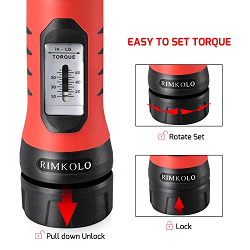 Image of Torque Screwdriver Wrench Set (10-65 In.lb ±1) with 29 S2 Alloy Bits & 5 Drive Sockets | 1 /4 inch Socket Adapter for Tools, Bike Repair, Mounting | Includes Portable Case