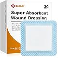 Carbou 4"x 4" Super Absorbent Wound Dressing Pads, 20 Individual Pack, Non Adhesive Absorbent Bandages for Wound Care, Soft Highly Absorbent Dressing, Non Stick Gauze Pads for Wounds