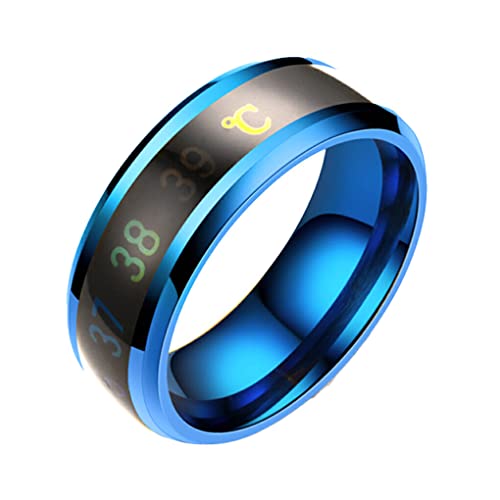 Ailan Anelli per coppie Anello delicato Sensore intelligente Temperatura corporea Piccola leggerezza Gioielli per dita Matrimonio Fidanzamento femminile, Argento, 10#