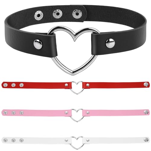 QHFlashbuy Punk Halsband Choker Set 4 Stück PU Leder Halskette Damen Gothic Choker Tattoo Halskette für Halloween Party Schmuck