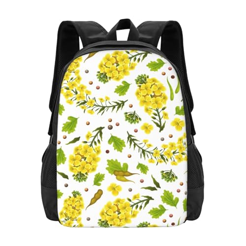 Rape flowers Backpack Large Capacity Backpacks Leisure Travel Daypack 12.5X5.5X16.5 inch