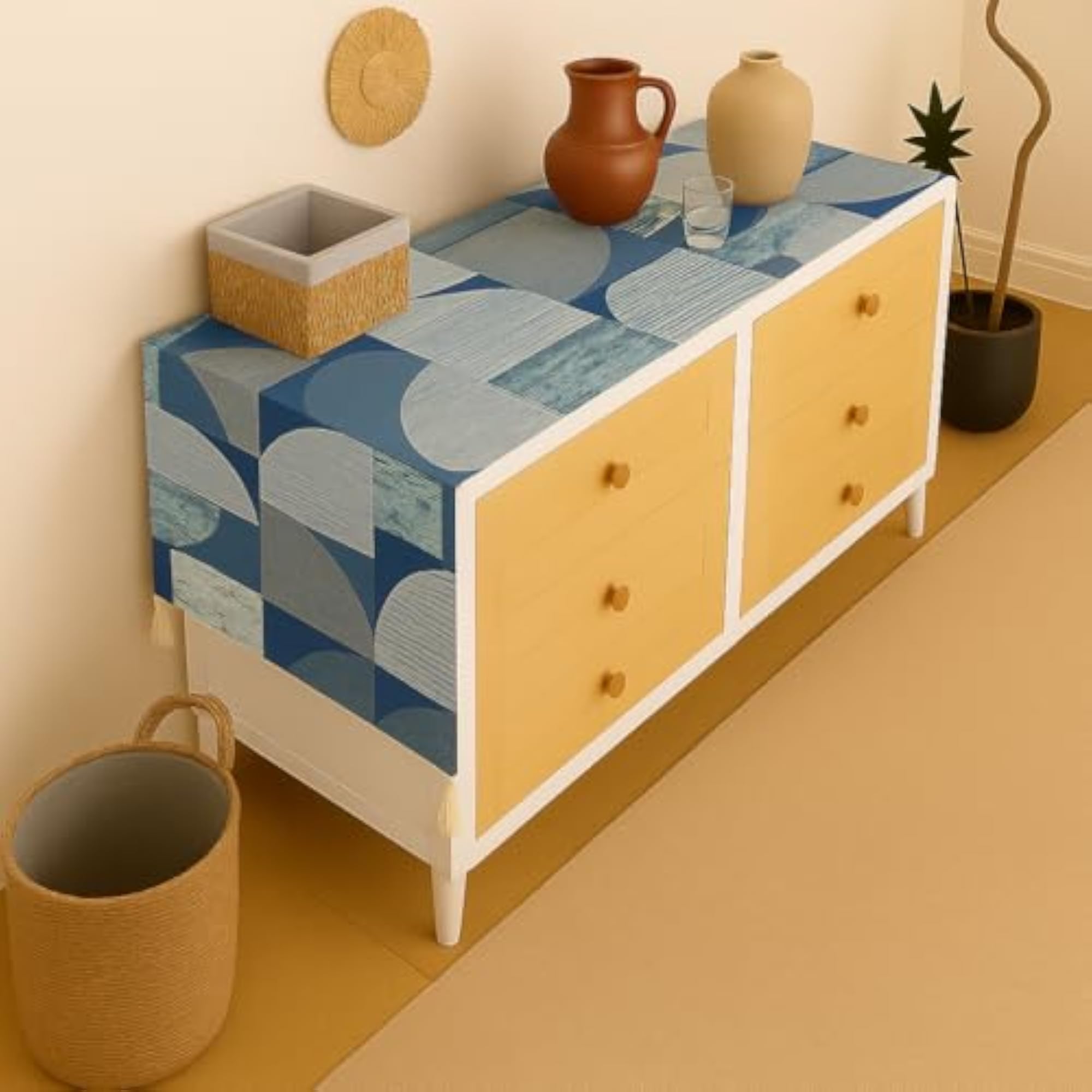 Geometric Console Runner for Entryway Cabinet