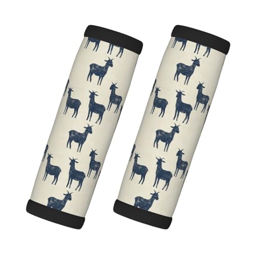 2 fundas de asa de equipaje para maleta, fundas de asas de equipaje con estampado de silueta de cabra rústica, identificadores de etiquetas de maleta para maletas, artículos esenciales de viaje para