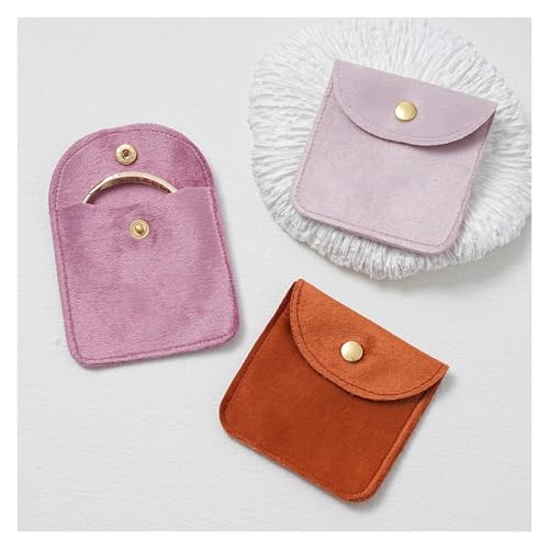 Bolsa de embalaje joyería terciopelo marrón de 10 uds para pendientes y anillos 3