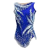 GICIR Justaucorps De Gymnastique Rythmique Sans Manches For Filles, Avec Strass Personnalisés, En Extensible, For Compétition(M)