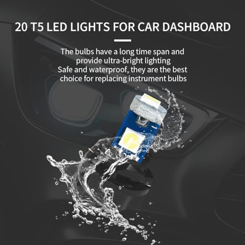 20 luces LED T5 para tablero de auto color hielo miniatura 4