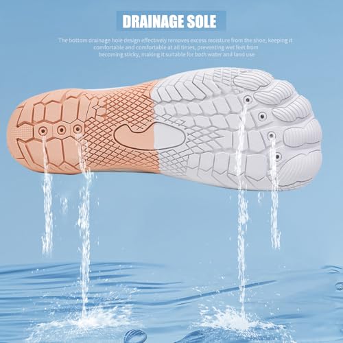 Image of Beach Water Shoes for Women Men Quick Dry Non-Slip Wide Toe Hike Barefoot Footwear for Beach Pool Aqua Swim Surf Walk