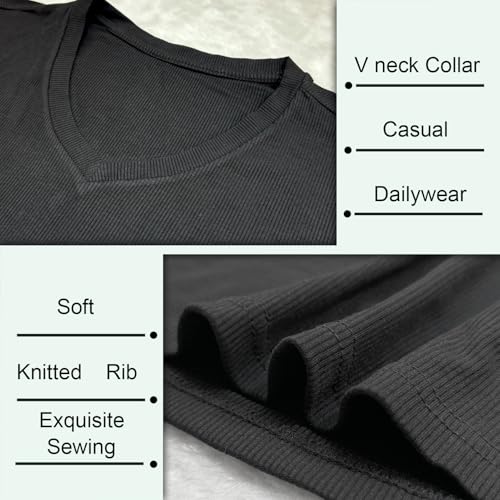 Muscle Cmdr Slim Fit V Neck Long Sleeve Muscle Thermal T Shirt Casual Ribbed Pullover Tee Lightweight Sweater Undershirts4