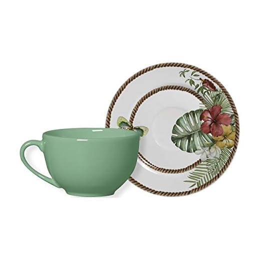 Conjunto Alleanza de 6 Xicaras Chá c/pires Tropicos