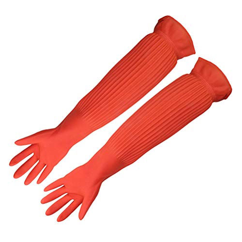 POPETPOP Guanti per Manutenzione Pulizia Acquario, Guanti protettivi Impermeabili e Senza BPA, pulitore per Acquario Serbatoio per Pesci Allungato Guanti in Lattice - Image 5