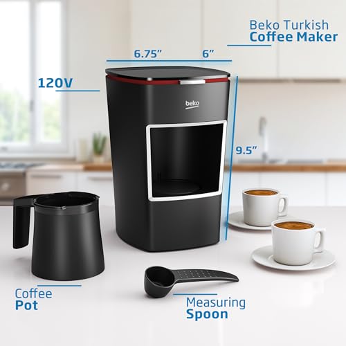 Image of Beko Turkish Coffee Maker, 2 Cups Capacity, 100% BPA Free Turkish Coffee Machine, 120V CookSense Technology, Perfect Taste in 3 Minutes, Turkish Coffee Pot Electric, Black