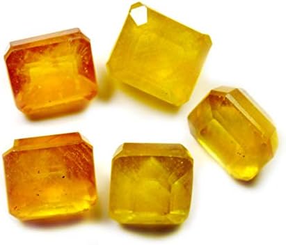 Gemsonclick Real Yellow Sapphire Stone 15 Carat 5 Pcs Birthstone Loose Gemstone Lot Square Cut Wholesale