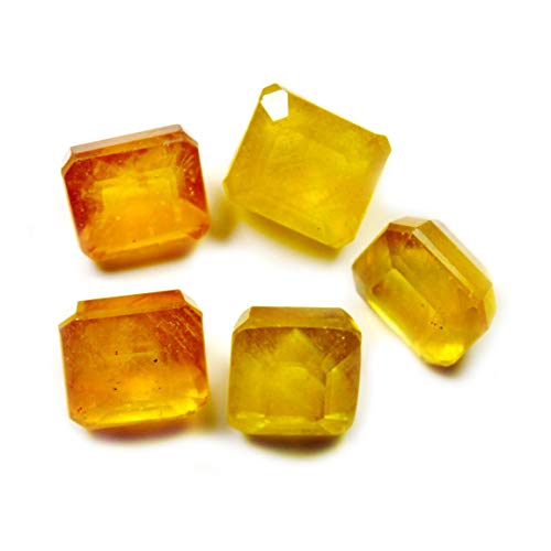 Gemsonclick Real Yellow Sapphire Stone 15 Carat 5 Pcs Birthstone Loose Gemstone Lot Square Cut Wholesale #TOP1