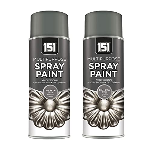 Unknown1 151 Multipurpose Gun Metal Grey Spray - DIY Premium Gun Metallic Finish - Metal Wood Glass (400ml x 2)